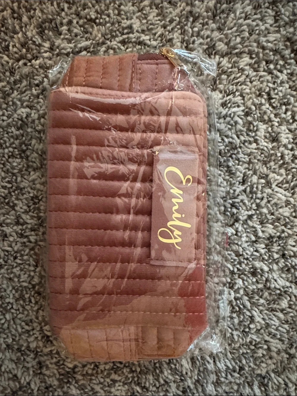 Quilted Mini Makeup Bag- Rose Mauve